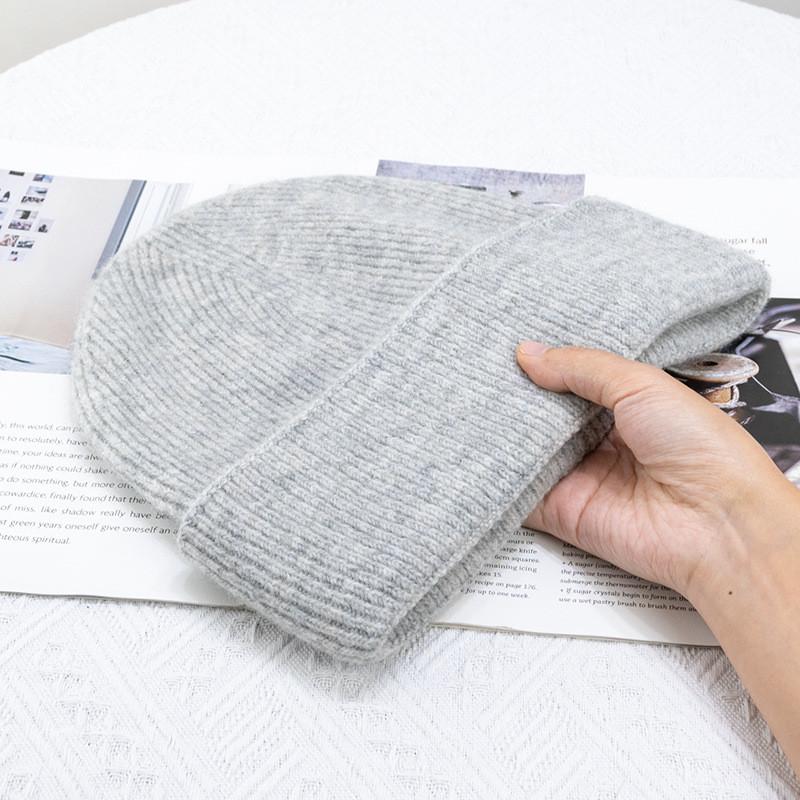 Solid Color Blend Knit Hat For Women Winter Warm Breathable Windproof Casual Styling