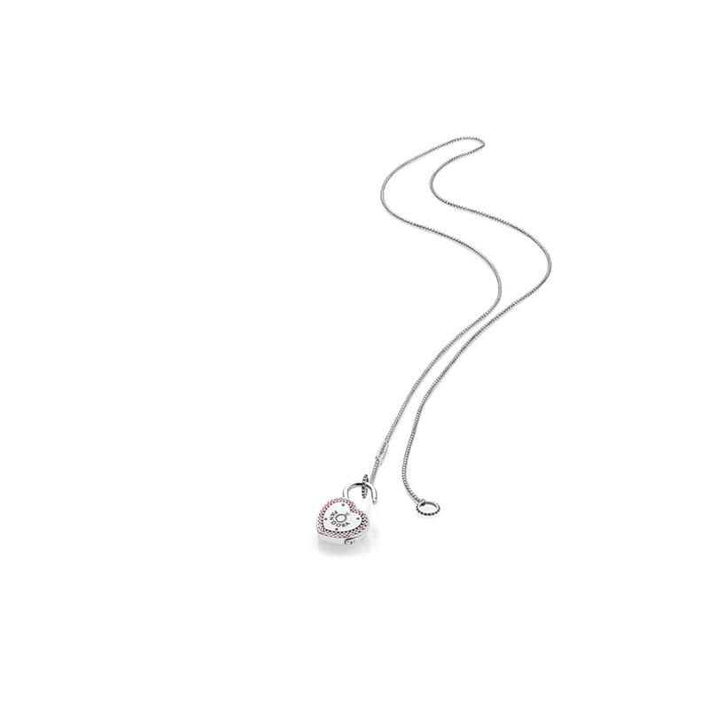 Pandora Lock of Oath Necklace Women's Silver 396583FPC