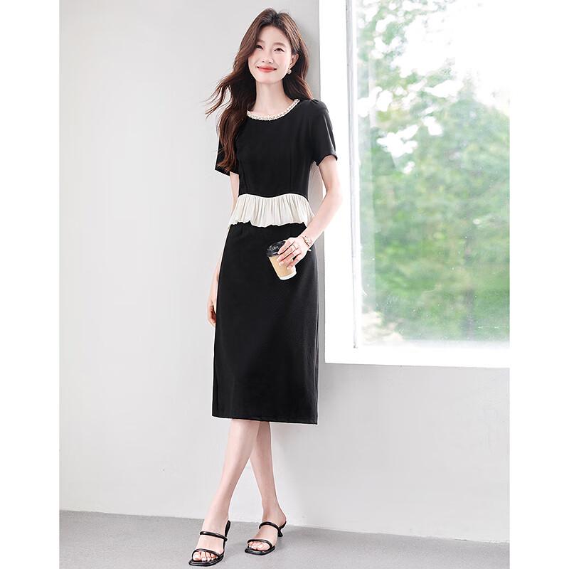 

Women s Elegant Short Sleeve Midi Dress L