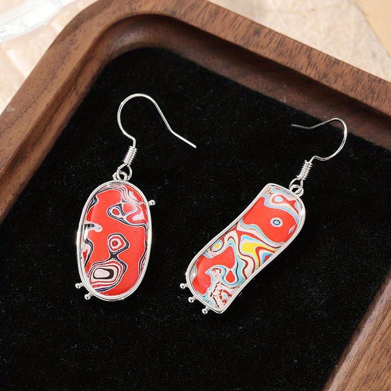 Bohemian Style Geometric Graffiti Design Pendant Earrings for Women's  Creative Vacation Daily Jewelry Accessories Crafts