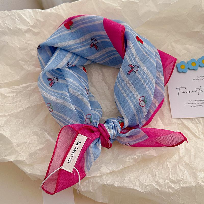 Blue Women's Headscarf: New Spring/Summer Style, High-End Feel, Breathable, Versatile, Trendy Triangle Scarf.