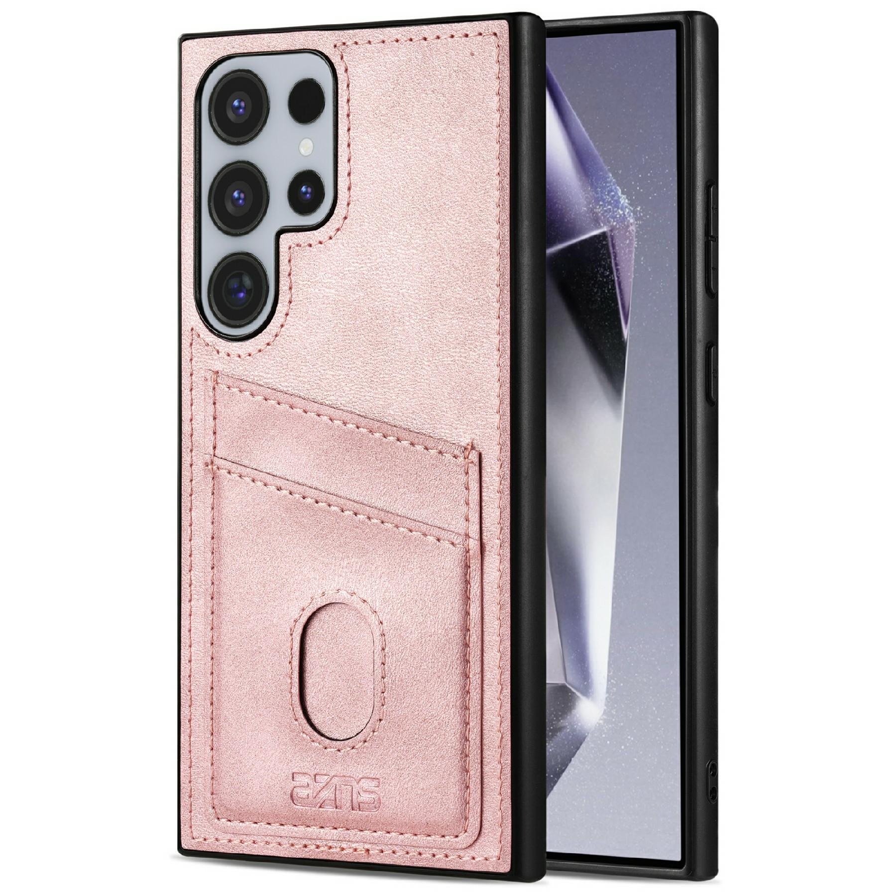 

AZNS K1 Series For Samsung Galaxy S24 Ultra Case Calf Texture Anti-Drop PU+TPU Phone Cover Rose Gold