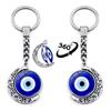 Blue Turkish Evil Eye Double-Sided Moon Keychain Charm