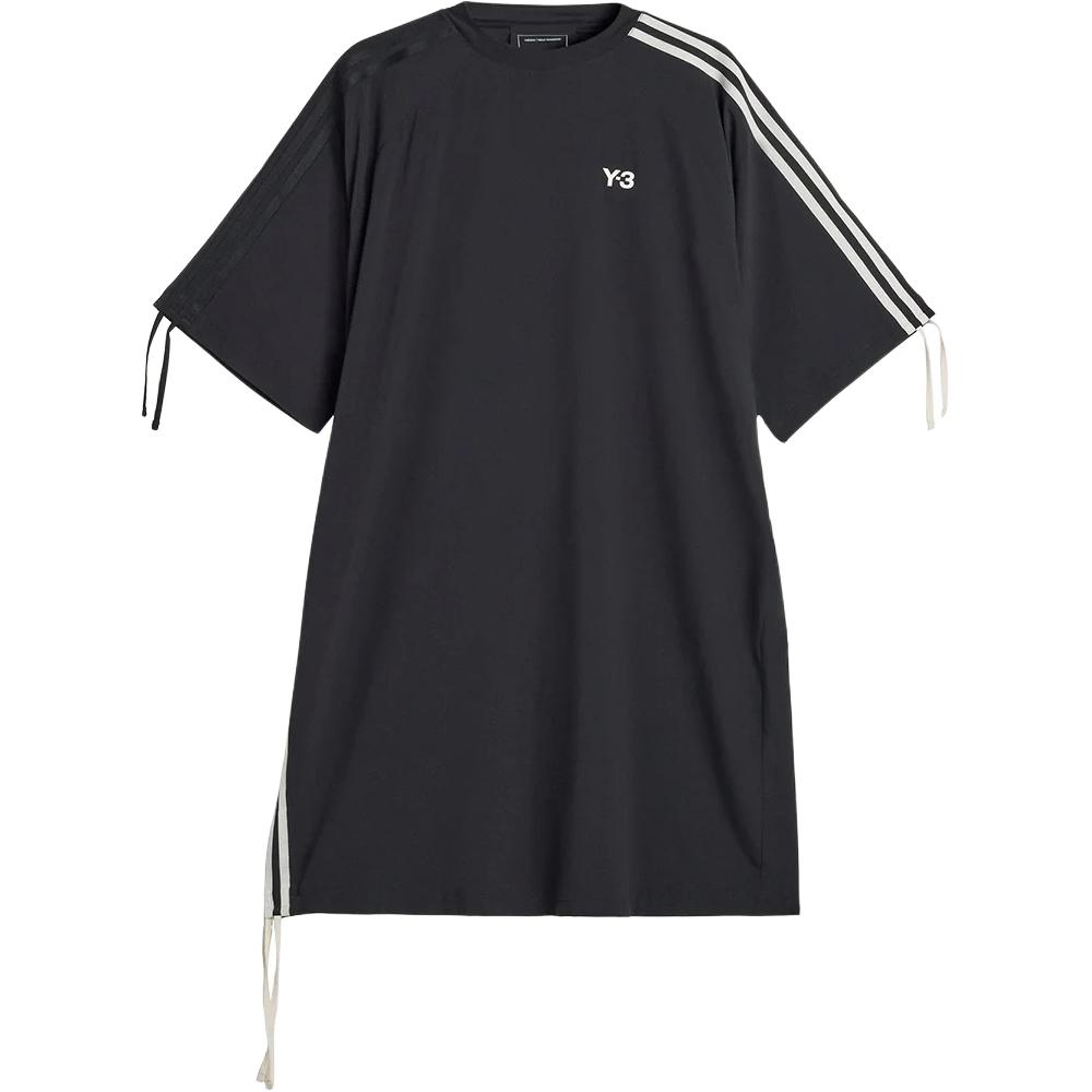 Y-3 Платье-футболка с тремя полосками Женское платье Черное KD1481 XS