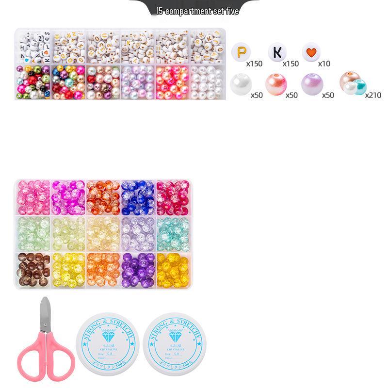 8mm Crackle Bead Bracelet Set: DIY Jewelry Flower Bead Accessories, Lampwork Crystal Loose Beads.