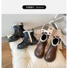 Girls Winter Boots Kids Ages 4-16 Faux Leather Mid-Calf Martin With Side Zipper Warm Lining