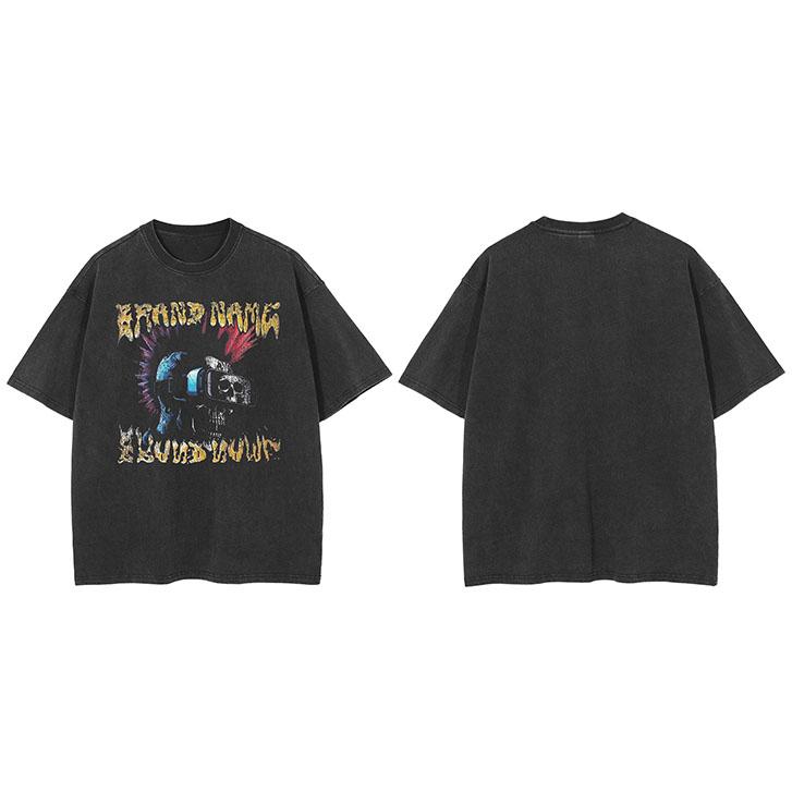 

Hip Hop Faded Black TShirt Streetwear Funny Skull Vintage Graphic T Shirt Printed Men Tshirt Cotton Tops Tees Hipster M