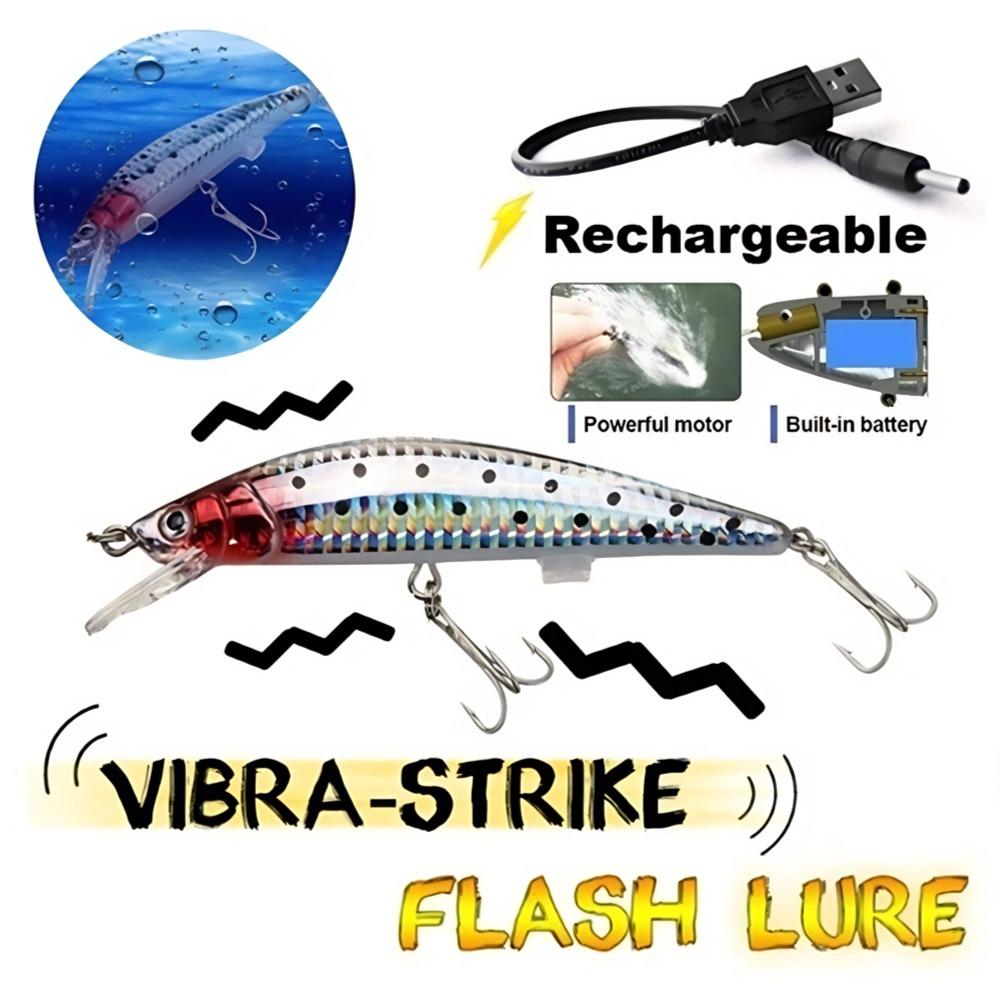 Esche Elettroniche Ricaricabili USB per Pesca Elettronica Esca Elettronica per Pesca in Mare Esca Artificiale Vibrante Amo Triplo Esca per Ghiaccio Invernale Esca Dura per Acqua Salata