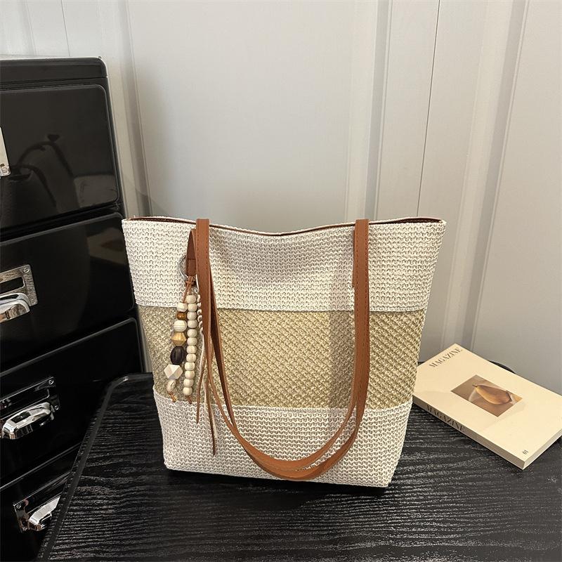 Borsa Tote a Spalla Singola Grande Capacità Casual per Vacanze al Mare Primavera/Estate
