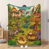 1 Flannel Throw Blanket Dinosaur Party Celebration Shawl Blanket Nap Blanket Sofa Blanket Lightweight Soft Comfortable and Warm Su