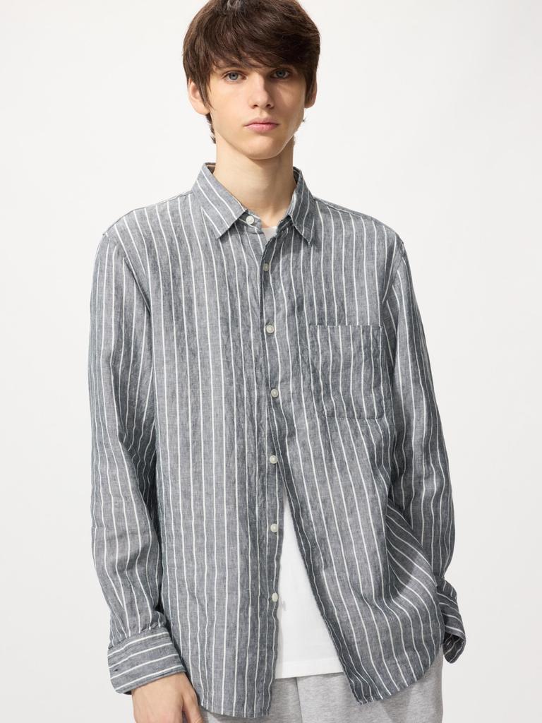 Uniqlo Premium Linen Shirt  Long Sleeve  Stripe A