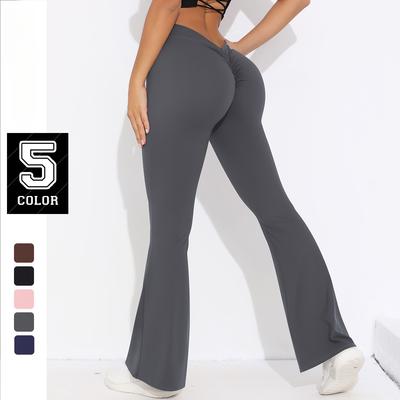 Fashion Casual Comfort Versatile V Waist Peach Lift Hip Yoga Flare Pants Fitness Sports Wide Leg Micro Pants High Waist Quick Dry Yoga Pants Women