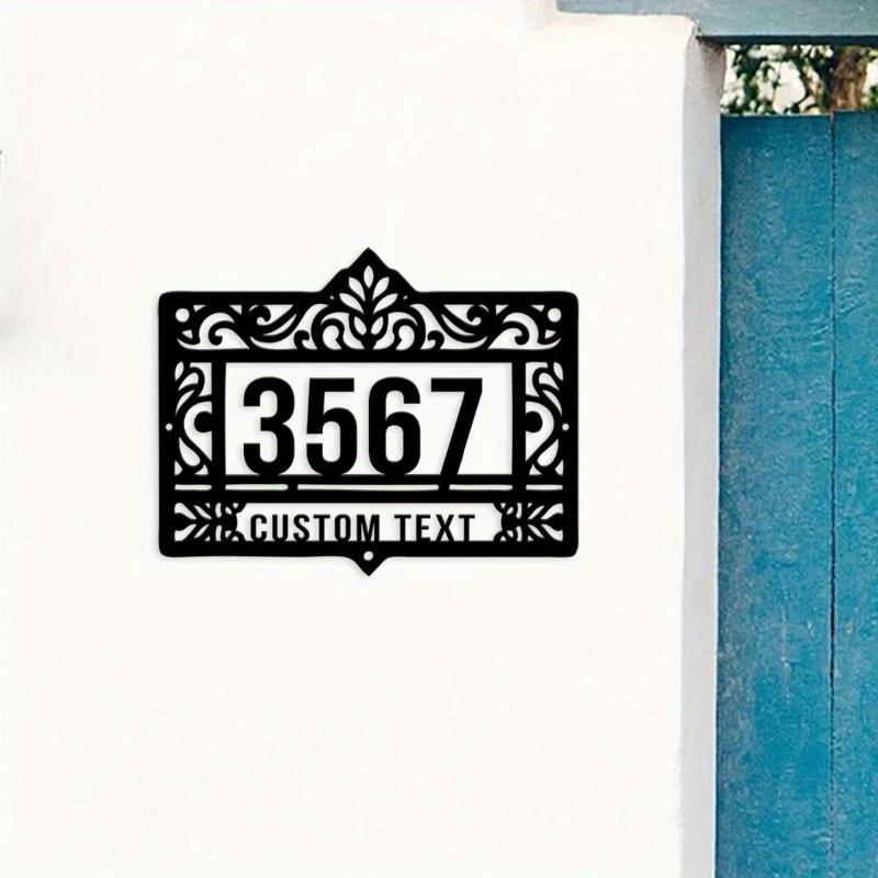 Stylish Personalized Metal Address Plaque, Modern House Numbers Sign for Outside Decor & Front Door