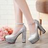 Platform Glitter Silver Gold Pumps Women Wedding Party Shoes Bridal Ladies Red High-heels Pumps