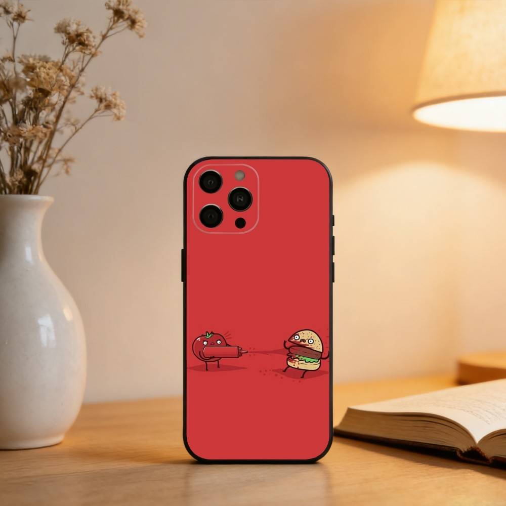 T-Tomaten Ketchup Senf ART Handyhülle Für iPhone 17,16,15,14,13,12,11 Plus,Pro Max,XS,Weiches Silikon Schwarze Hülle