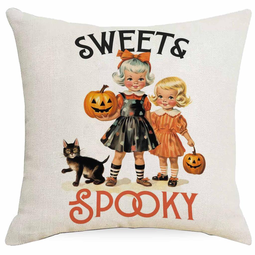 Pillowcase Linen Halloween Celebration Funny Pumpkin Head Home Living Room Pillowcase