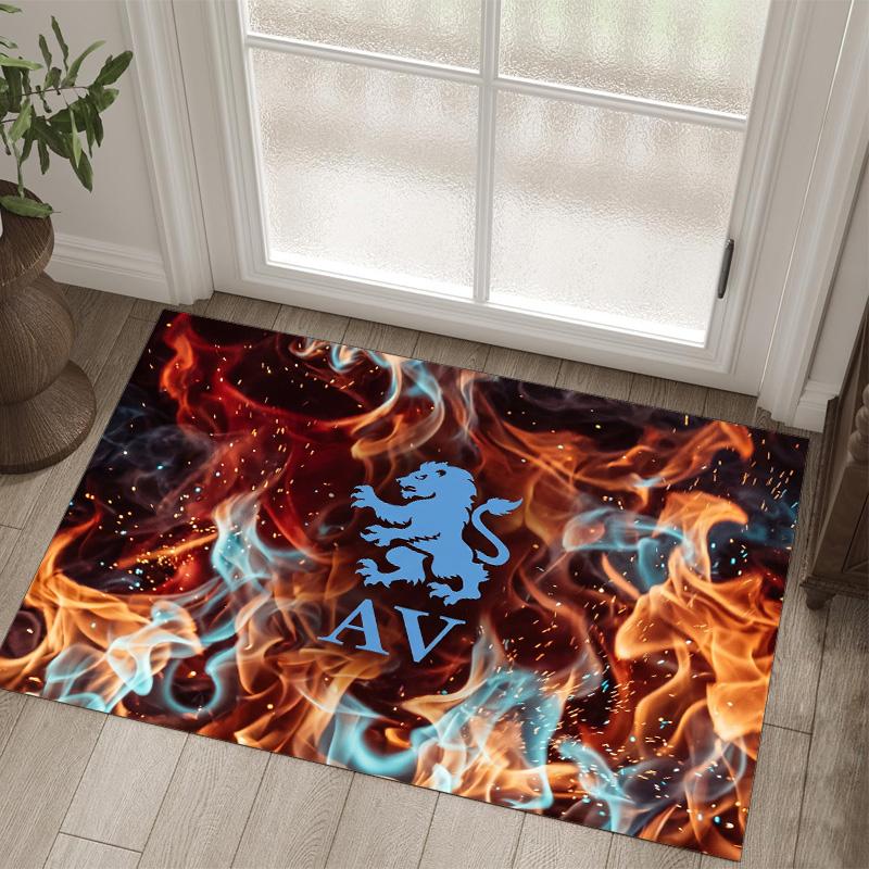 Aston Villa Football Design Crystal Velvet Carpet Cozy Non?Slip Printed Rug For Bedroom Living Room Entrance