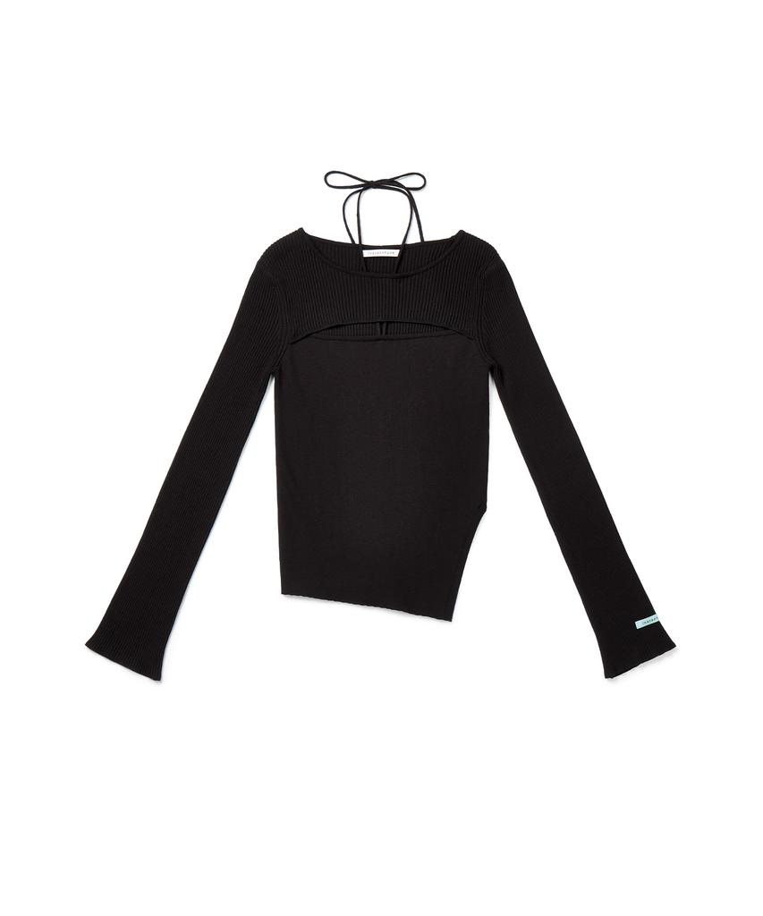 INSTANTFUNK Ribbon Diagonal Knit - Black
