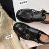 Women's British Style Carved Leather Shoes Flats Buckle Black Shoes 2025 Spring Fashion Slip On Loafers Casual Shoes