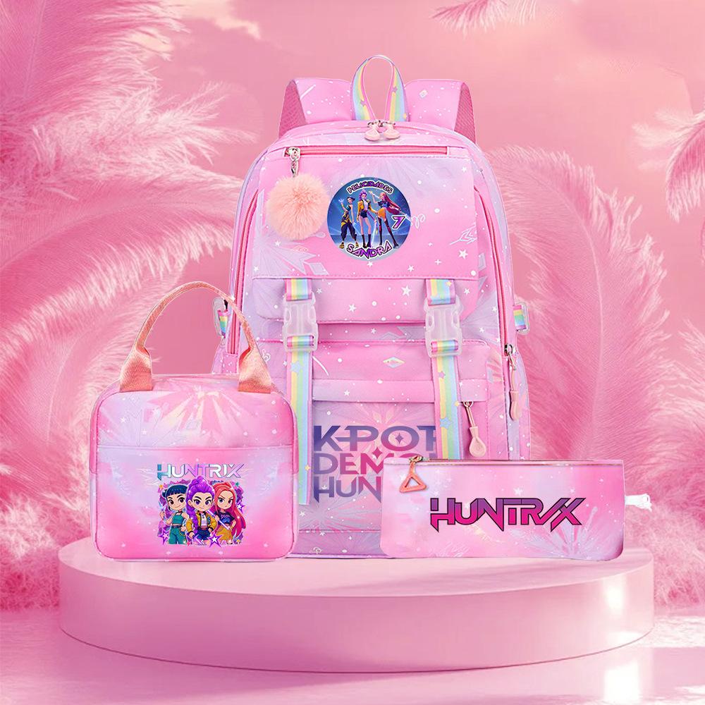 K-Pop Witch Hunters Cartoon Printed Student Pencil Bag Lunch Bag Three-Piece Backpack