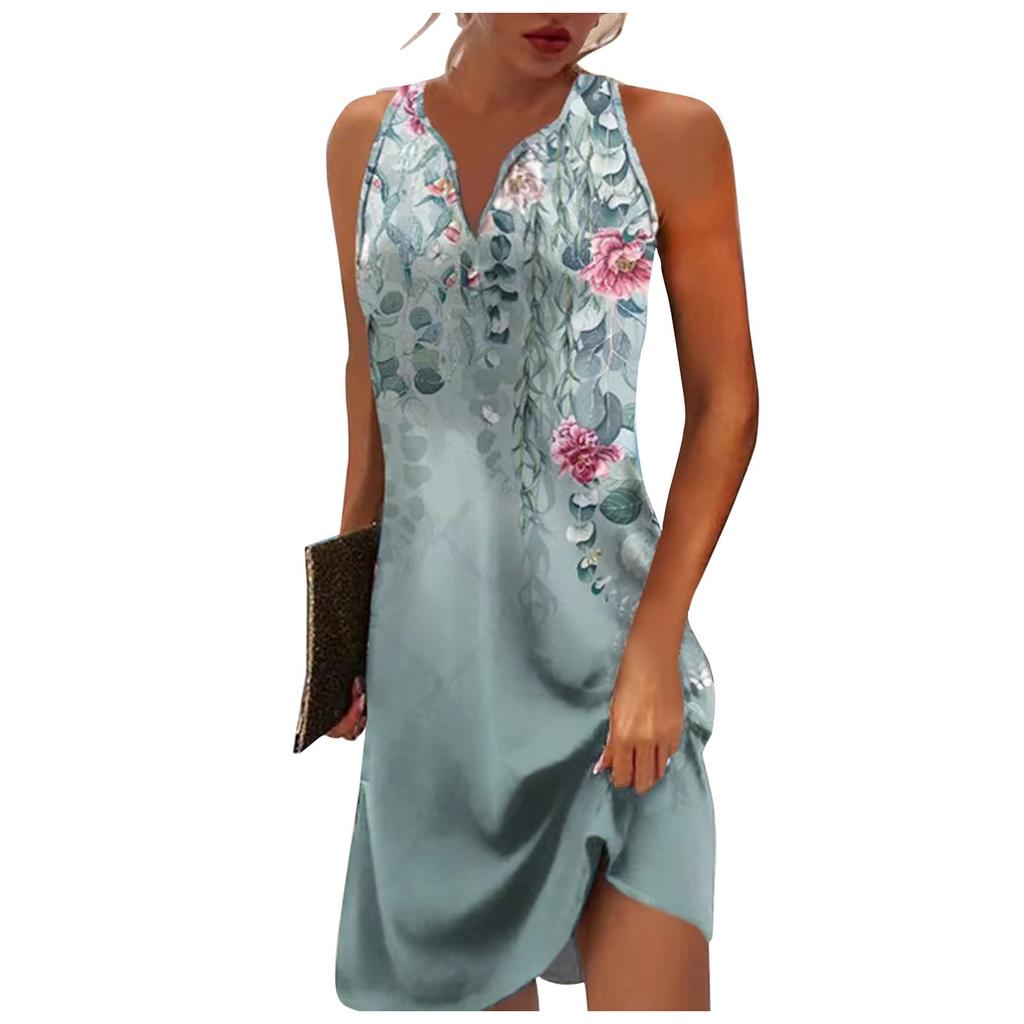 Women's Casual Dress Tank Dress Floral Button Print V Neck  Dress Active Fashion Outdoor Street Sleeveless Loose Fit Summer