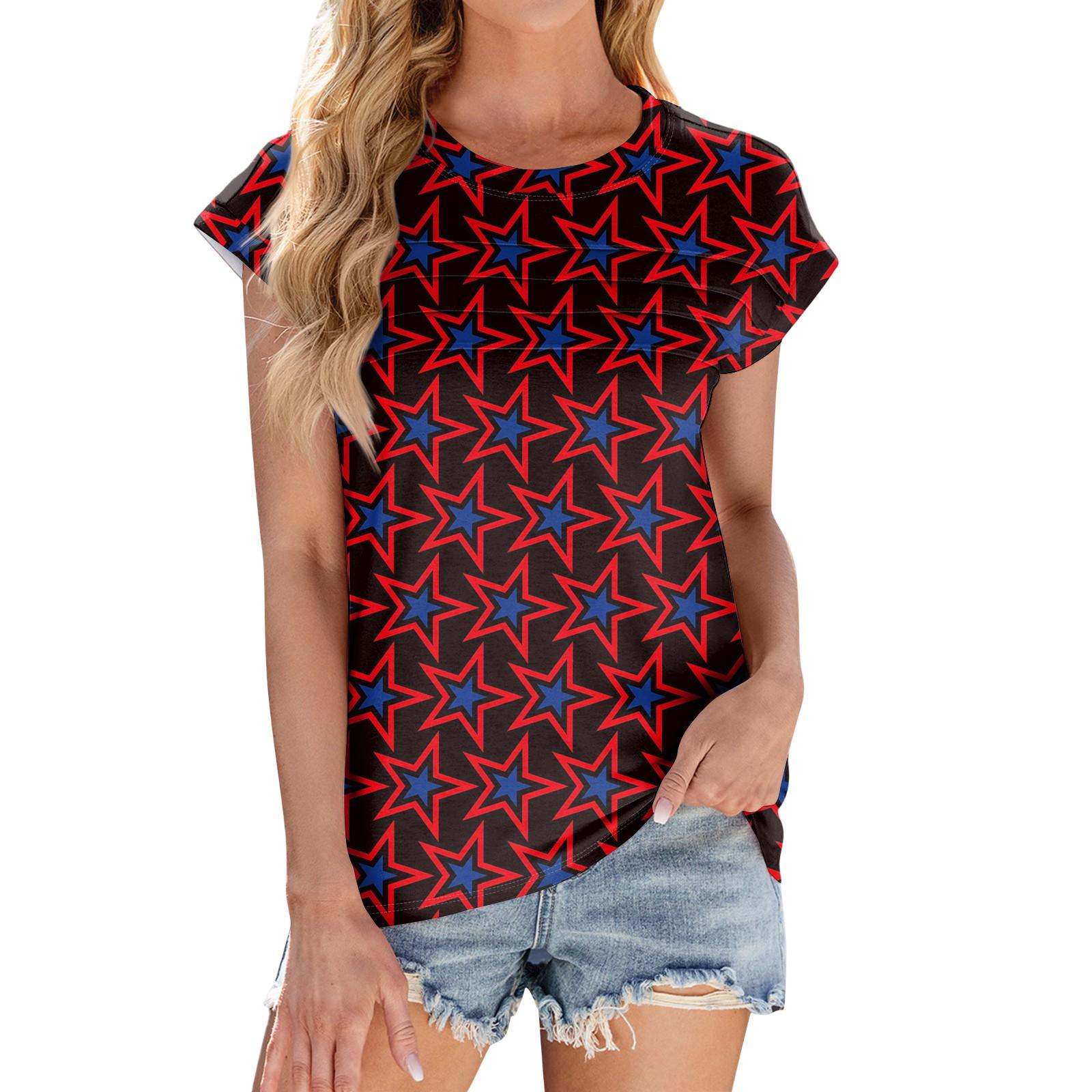 

Женская модная повседневная футболка с коротким рукавом и круглым вырезом, базовая фактурная футболка с рукавами-крылышками XXL синий