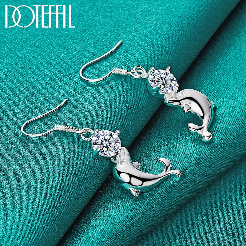 Boucles d'oreilles dauphin en argent sterling 925, bijoux fantaisie