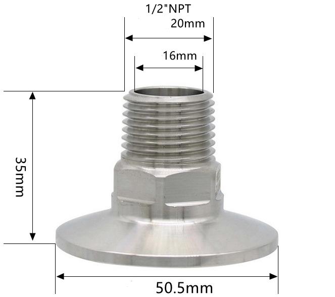 1/4" 3/8" 1/2" 3/4" 1" -4" NPT Male X 0.5" 0.75" 1.5" 2" -4" Tri Clamp Connector Pipe Fitting 304 316L Stainless Steel Sanitary