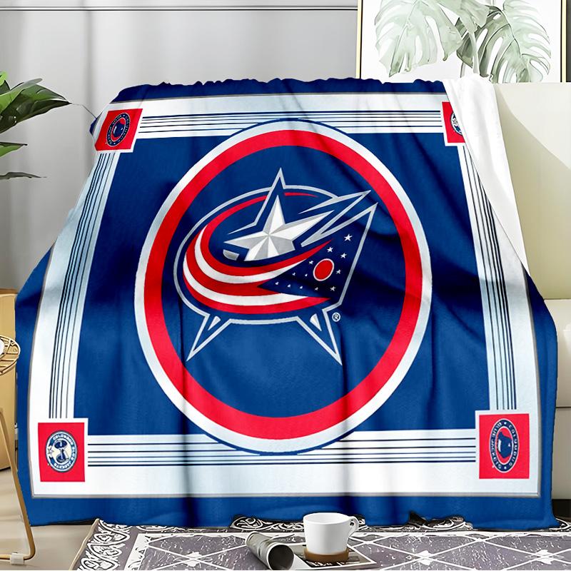 Blue Jackets Blanket Flannel Throw for Sofa, Travel, Camping, Livingroom, Office, Chair and Bed Soft and Warm Holiday Birthday Gifts