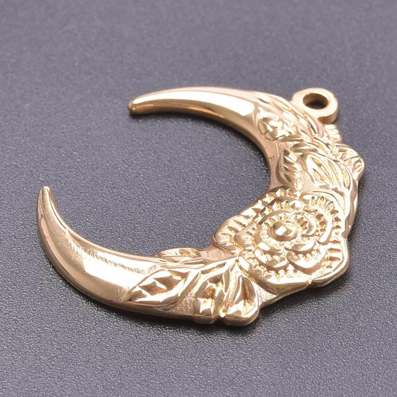 Real Gold Plated Stainless Steel Plant Charms For Jewelry Making Supplies Rose Plum Blossom Leaves 5pcs/Lot Pendant DIY Pendant