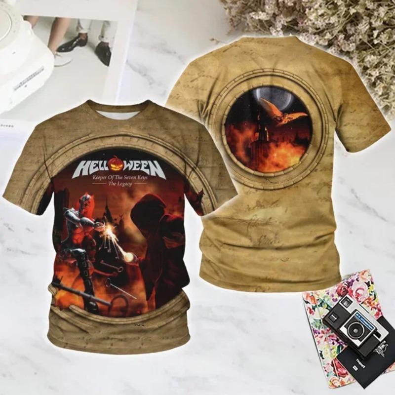 

Pop Rock Halloween Band 3D Print Sports Quick-dry Breathable Men T-shirt Hip-hop Heavy Metal Punk Street Casual Short-sleeve Top 6XL