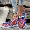 Fashion Platform Flower Canvas Shoes for Women 2025 Spring Flat Lace-up Loafers Woman Lightweight Fashion Casual Sports Shoes Footwears