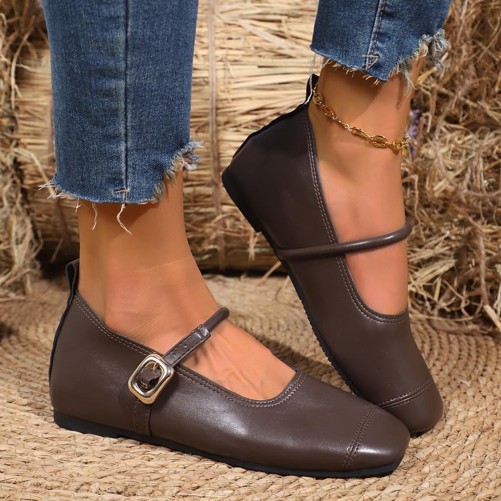 Fashion Elegant Women Shallow Flats Shoes Shallow Toe Retro Square Toe Loafers Comfortable Soft Rubber Sneakers Women Zapatos De Mujer