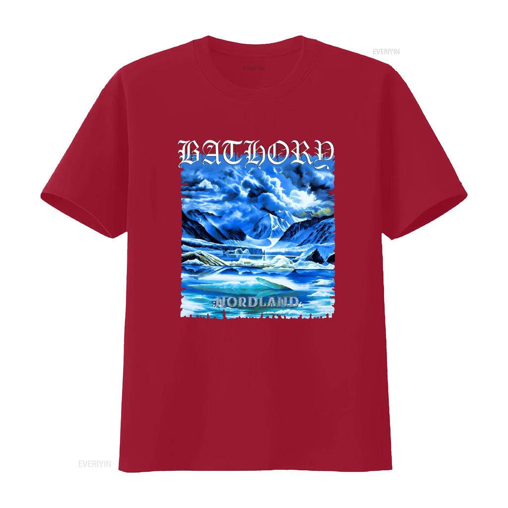 Bathory Cd Cvr Nordland Maglietta Ufficiale Xl Nuova Sotto il Segno Sangue Fuoco Morte vintage Lavata Alla moda Alla moda Leggermente