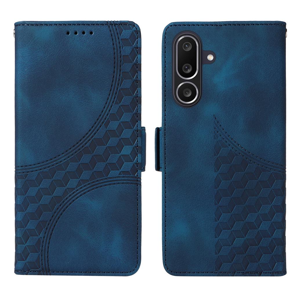 For Samsung Galaxy M56 5G Leather Cases Wallet Rhombus Imprinted Phone Cover Stand with Strap