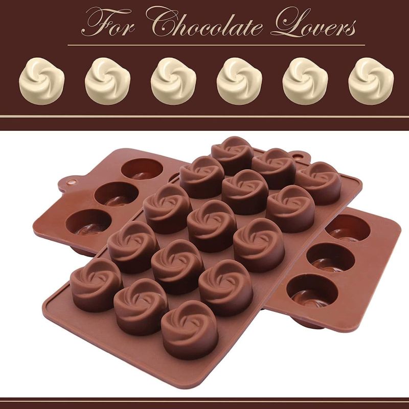 CCmax Silicone Chocolate Mold Rose 15 Cavities Non-Stick Flexible Durable Baking Mold