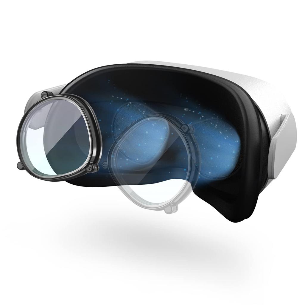 ZyberGears VR Prescription Lens on the VR exclusive lightweight magnetic metal frame for Quest blue light blocking lens (Black left, -4.0),