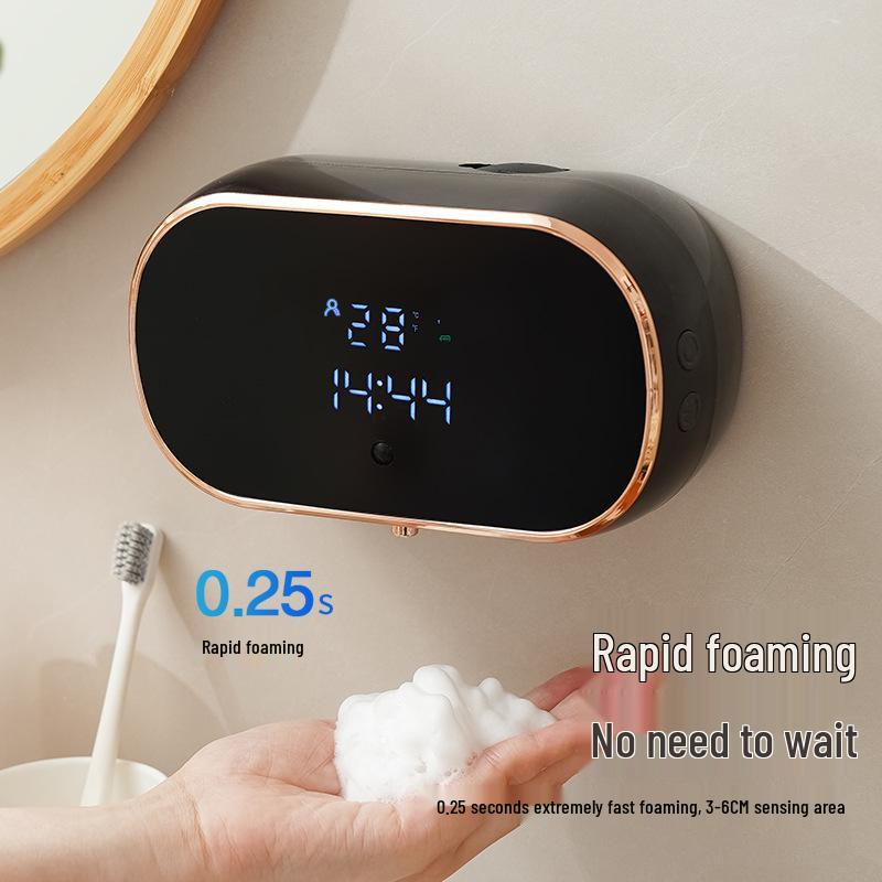 Wall-Mounted Smart Soap Dispenser: Digital Display, Touchless Foam, Rechargeable