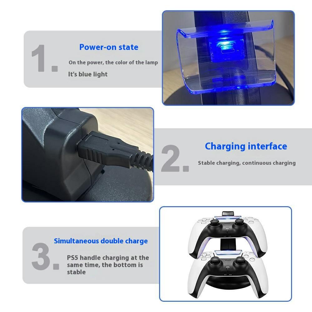 IPLAY HBP-253 For Sony PlayStation 5 Game Controller Holder Storage Stand Charging Dock with Type-C Port LED Indicator