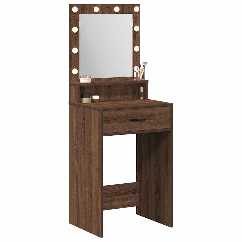 Makeup Table Brown Oak Effect 50 x 41 x 135 cm Engineered Wood