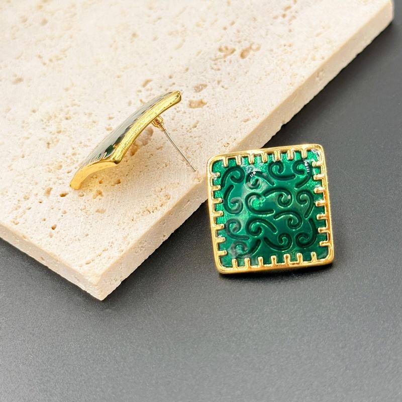 Summer Women'S Premium Earrings Drop Glaze Square Stud Earrings
