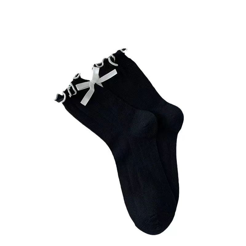 Summer Thin Mesh Breathable Mid-calf Socks, Girls' Ballet Socks, Women's Style, and Bow Tie Pile Socks At The Heel