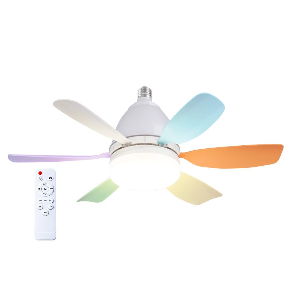 2-in-1 Elektrischer Akku-Ventilator 5 Gänge Bürstenloser Motor Ventilatorlicht mit APP-Fernbedienung Timer-Licht Ventilator für Wohnzimmer Camping