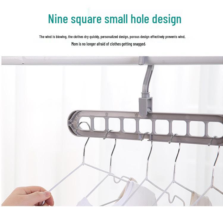 Magic Nine-Hole Anti-Slip Folding Hanger: Multi-functional Clothes Drying and Storage Solution