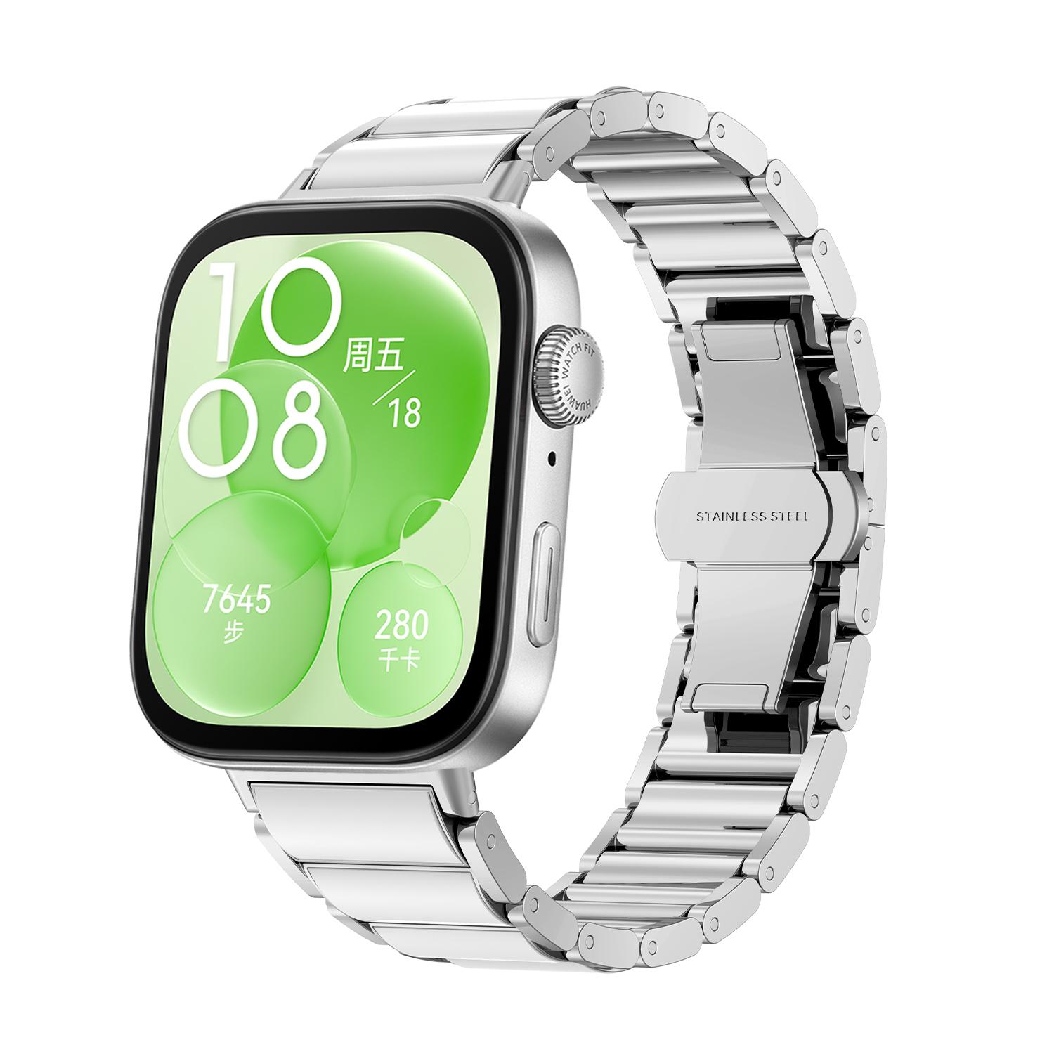 

Stainless Steel+Ceramic Band For Huawei Watch Fit 4 Pro/4/3 Accessories Correa belt pulseira Bracelet Huawei Watch fit4 Strap for Huawei Fit 4 серебряный