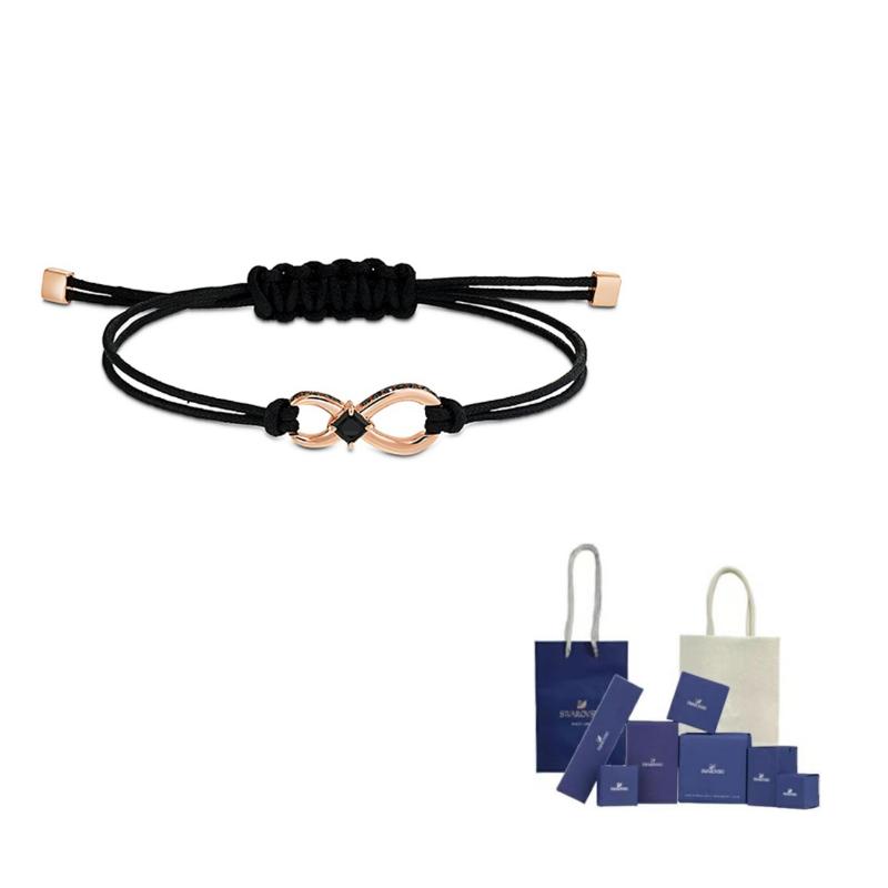 Swarovski Faux Crystal Stone Bracelets Unisex Black F-Original Brand Box And Bag чёрный