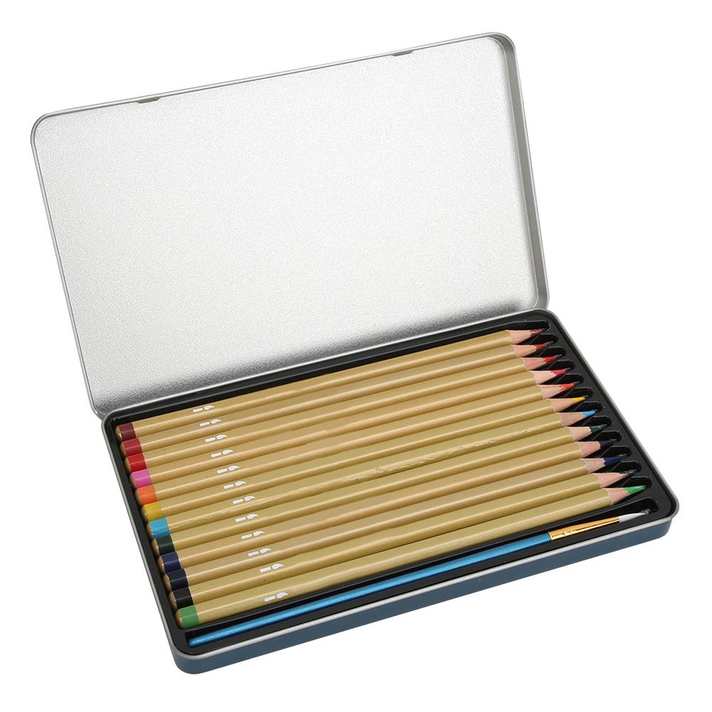 12 Color Water Soluble Pencils Art Watercolor Painting School Supplies in Iron Box