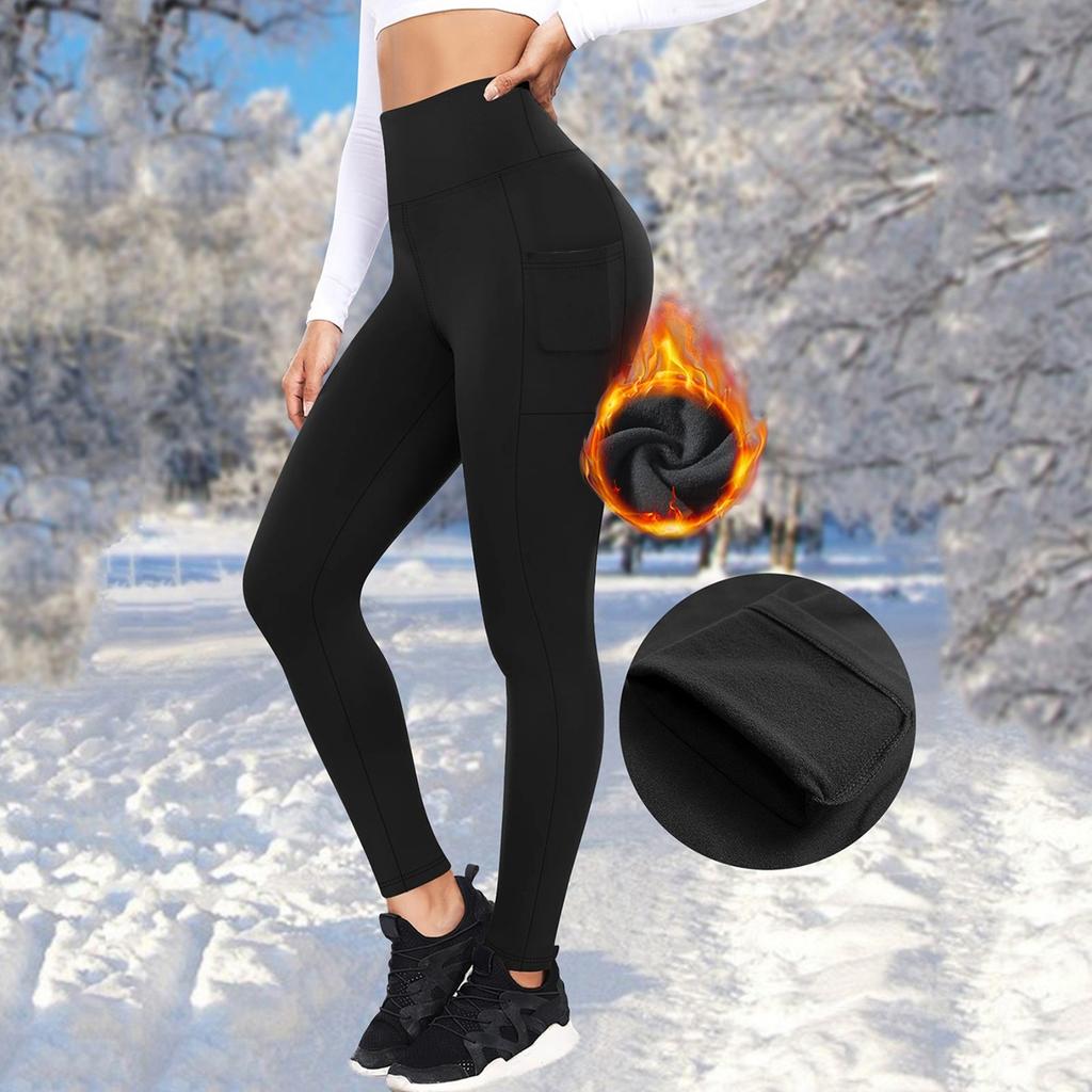 Women's High Waist And Hip Lift Exercise Wear Sports Plus Fleece Yoga Pants Long Pants