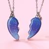 Winoneday 2Pcs/set Heart-shaped Luminous Five-pointed Star Best Friend Necklace for Women BFF Friendship Jewelry Gift