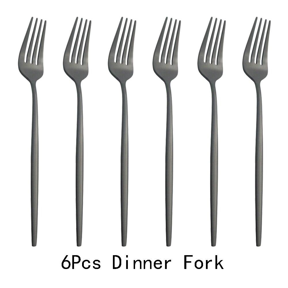 6pcsset Fork Salad Set Dinner Fork Dinnerware Cutlery Stainless Steel Long Handle Fork Blcak Rainbow Gold Fork Tableware Silverware Set